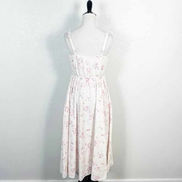 Sim & Sam Womens Coquette Milkmaid Babydoll Feminine Floral Midi Dress Pink M - Picture 7 of 13
